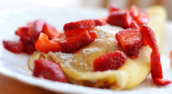 Receita de panqueca doce com morango